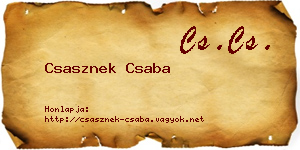 Csasznek Csaba névjegykártya